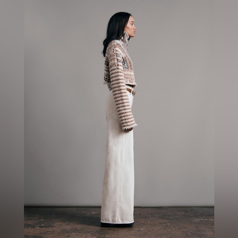 New Rag & Bone Hollis Patchwork Fair Isle Wool Crop Sweater - Picture 3 of 6